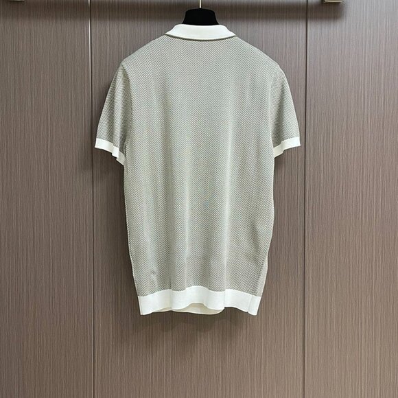 Kiton Light Gray Colorblock Knitted Polo Shirt - Picture 2 of 7